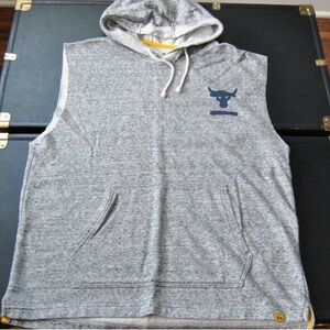 Project Rock Under Armour Gray Sleeveless Hoodie with front pocket Large